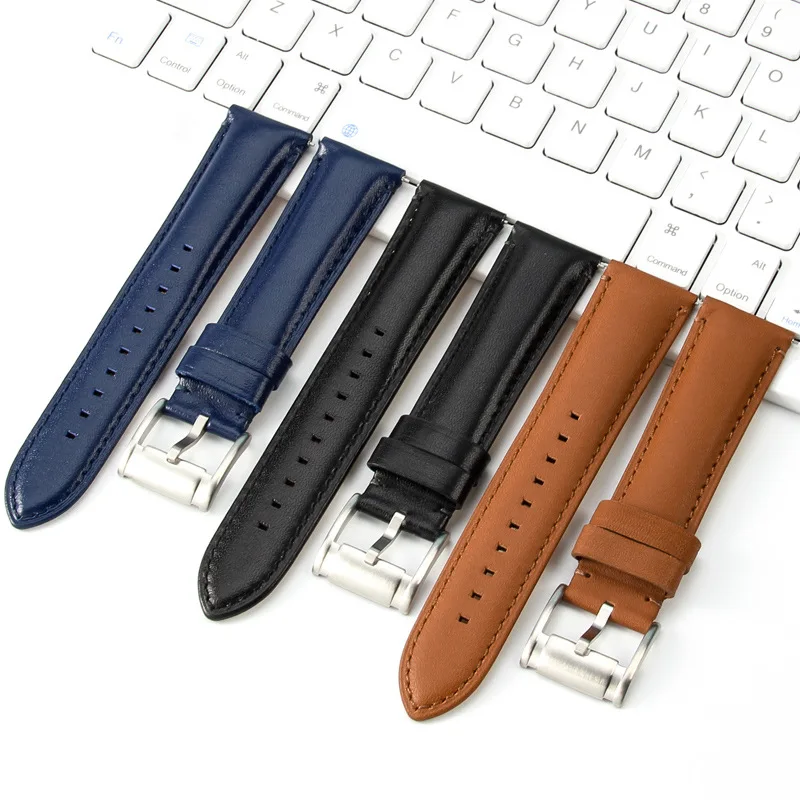 Sostituzione cinturino orologio in pelle di vitello morbida e traspirante a sgancio rapido da 22 mm 24 mm per accessori universali per cinturini impermeabili