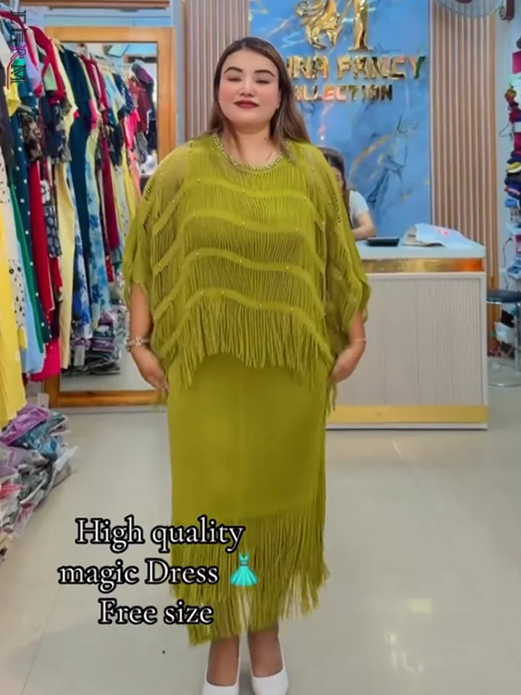 EGRM Miyake Pleated 2026 Summer New Elegance Hollow Tassel Pleated Knitted Shawl Cover-Up Outerwear Shawl Two-Piece Dress Pleat