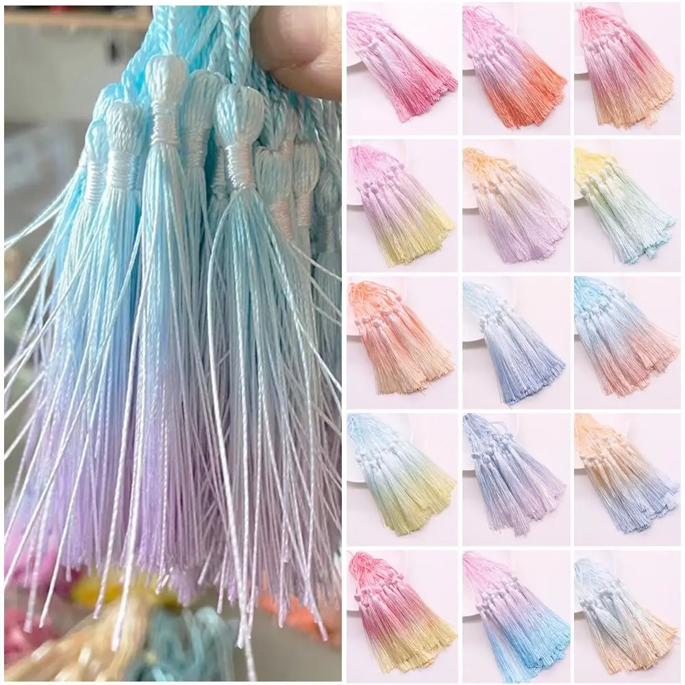 10pcs Handmade Gradient Tassels Bookmark DIY Crafts Colorful Macrame Clothing Pendant Headwear Hanging Rope Fringe DIY Jewelry