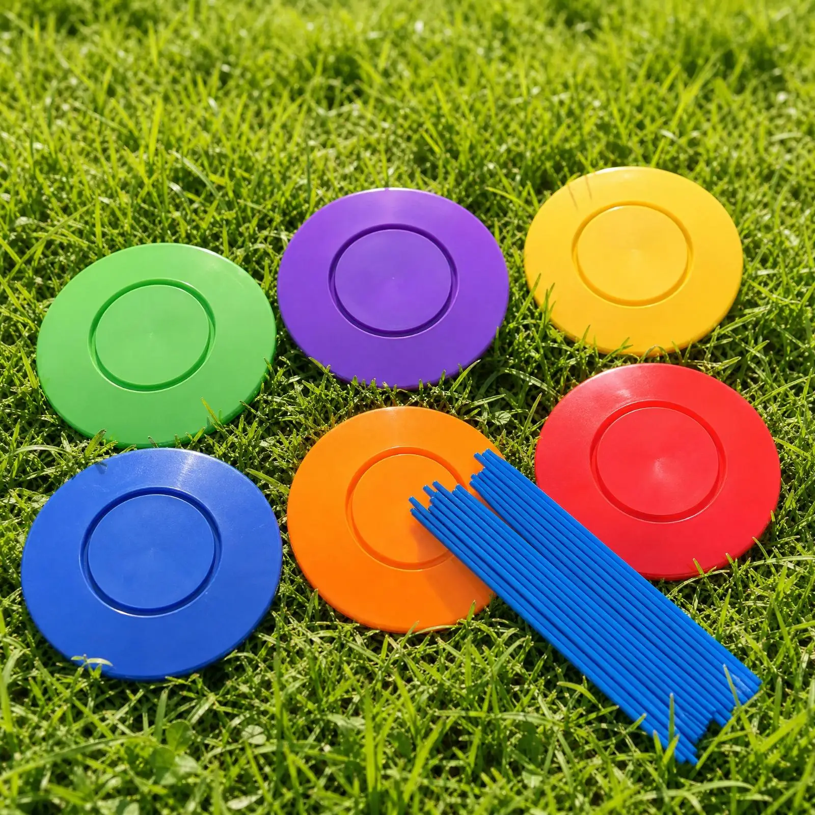 Kids Rotating Balance Plate for Coordination Training Glossy Disc Toy with Two Connecting Rods for Camp Games and Performances