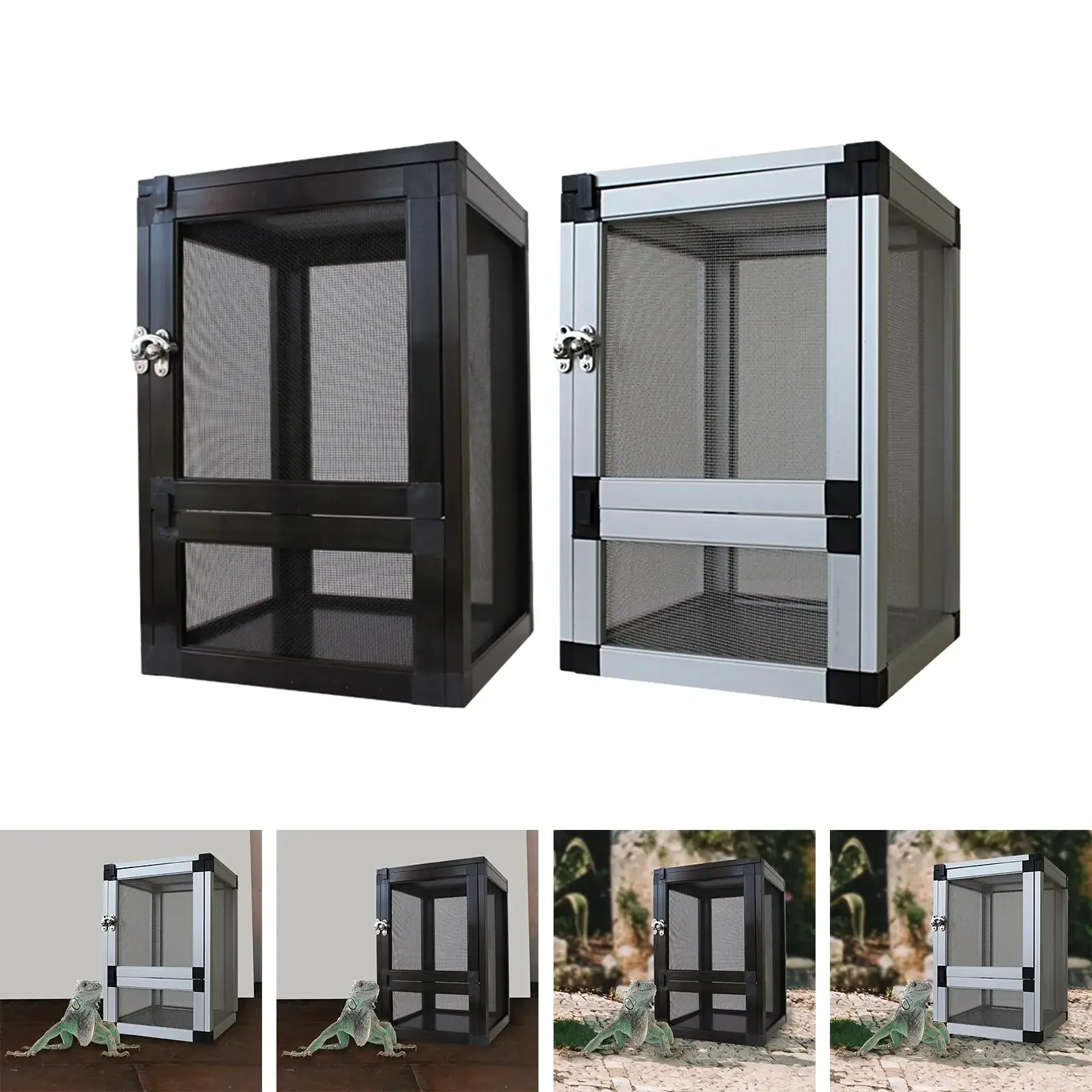 

Reptile Cage Reptile Tank Portable Breeding Box Reptiles Habitat Air Screen Cages for Frog Pet Transport Bearded Dragon Turtles