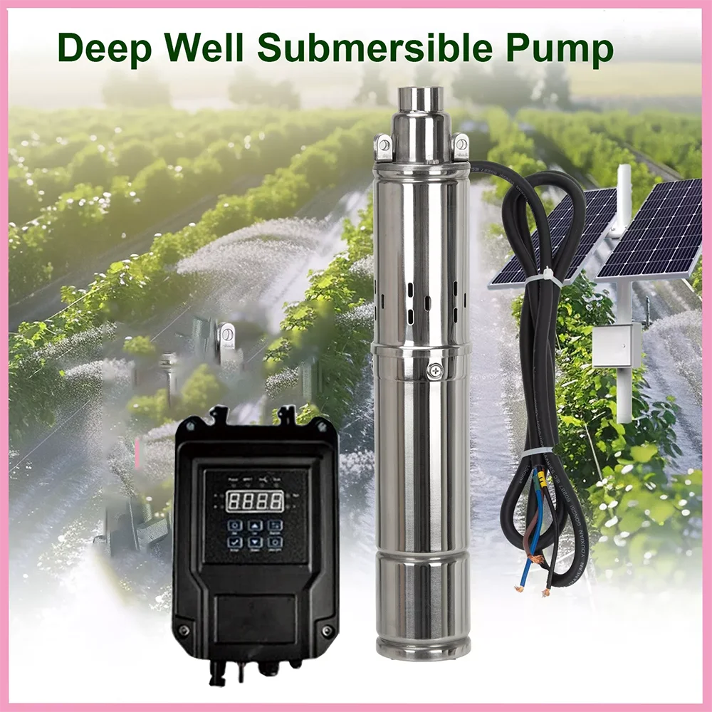 1HP 750W 1.5HP 1200W ソーラー深井戸ポンプ MPPT コントローラー付き液体レベルセンサーキット最大流量 2m3/時間ソーラー水中ポンプ
