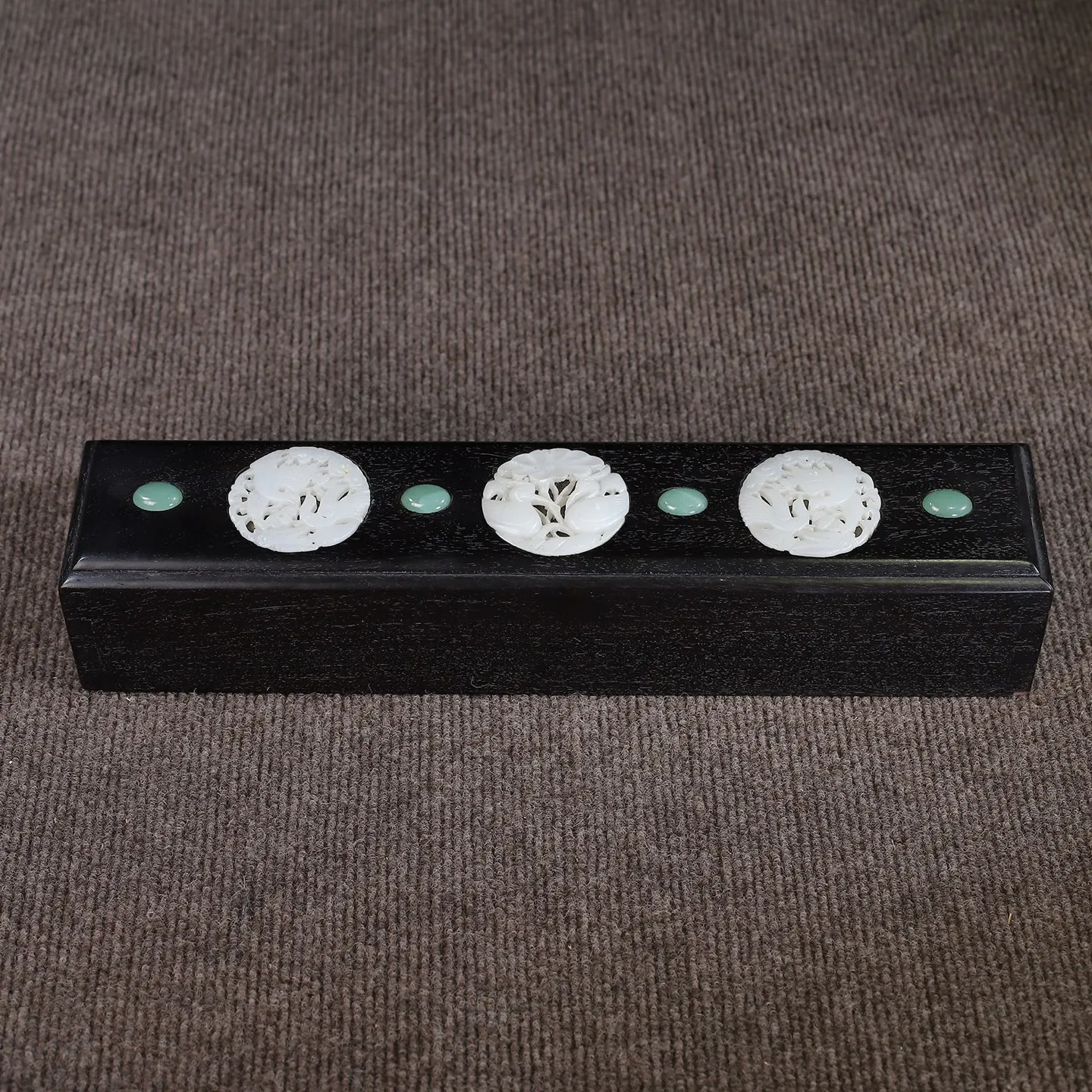 Ebony Wood Inlaid With Jade Pull-Out Multi-Treasure Storage Box
