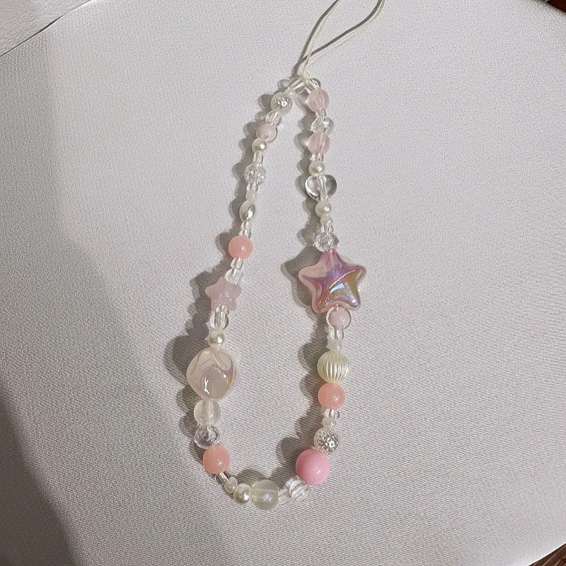 

Korean Y2K Cute Pink Star Heart Beaded Phone Chain keychain Bag Pendant Charms Backpack Decoration Gifts