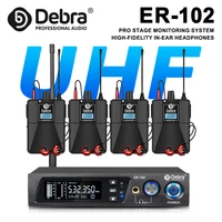 Debra ER-102 Sistema de monitorización intrauditiva inalámbrico profesional, banda UHF con soporte Bluetooth 5,0, para actuaciones en escenario, bateristas