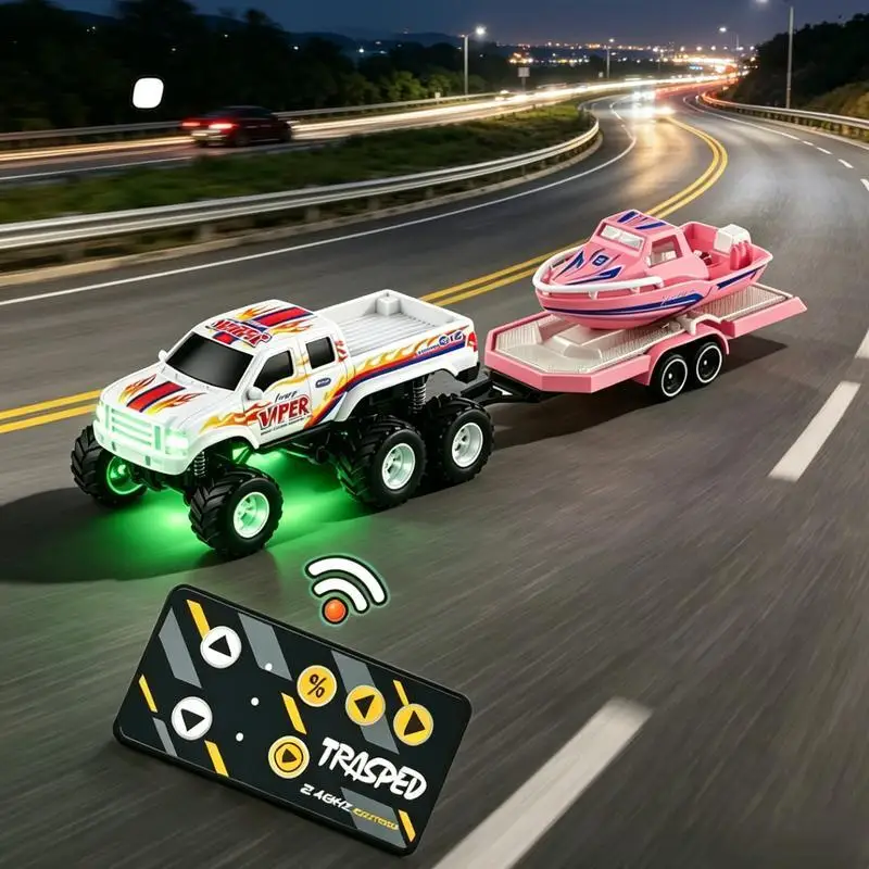 1/64 RC Mini Alloy Off Road Pickup Car Cool Light Kids Toy Automatic Demonstration Remote Control Vehicle Boy Desktop Game Gifts