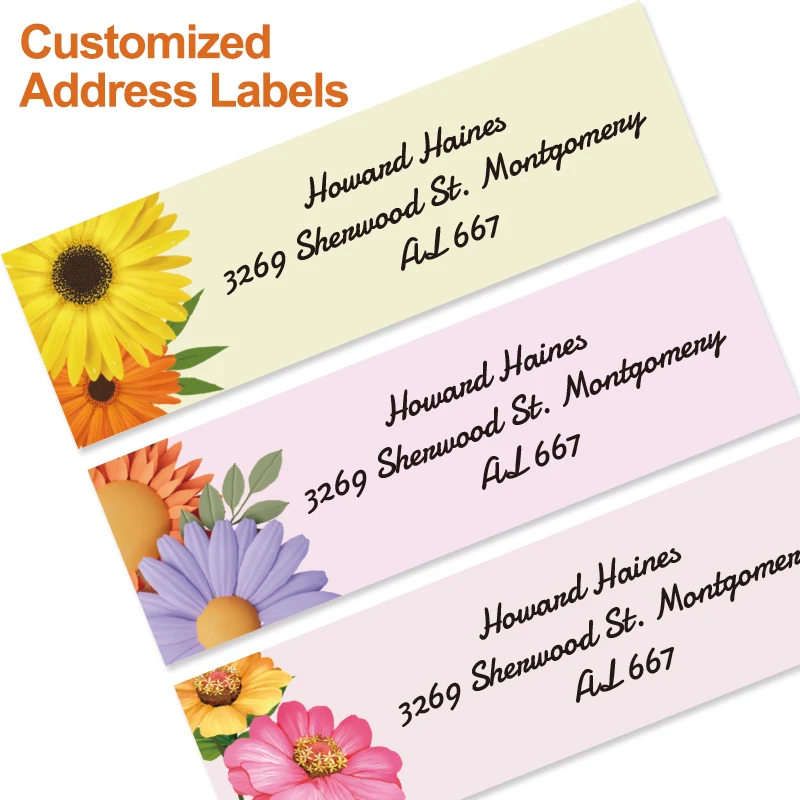 Custom colorful plants sticker, scratch-resistant, waterproof address labels. Ideal for envelopes, invitations, cards, gifts