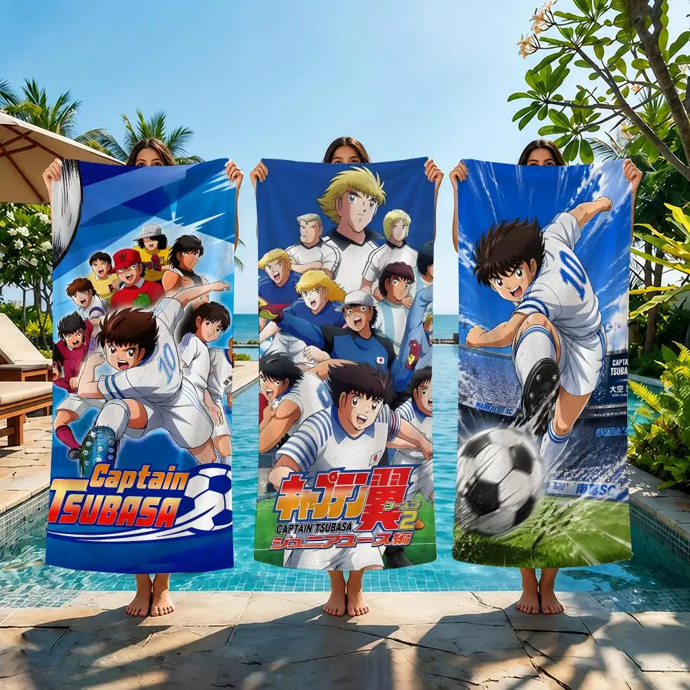 Cartoon C-Captain Tsubasa Towel Beach Towel Quick Dry Absorbent Bath Towel For Swimming Gym Camping Outdoor Sunbathing