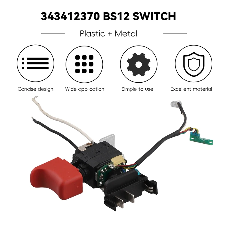 BS12 interruttore per elettroutensili per METABO Power Max BS 10.8V 12V trapano a batteria Trigger Quick 343412370 accessori per elettroutensili