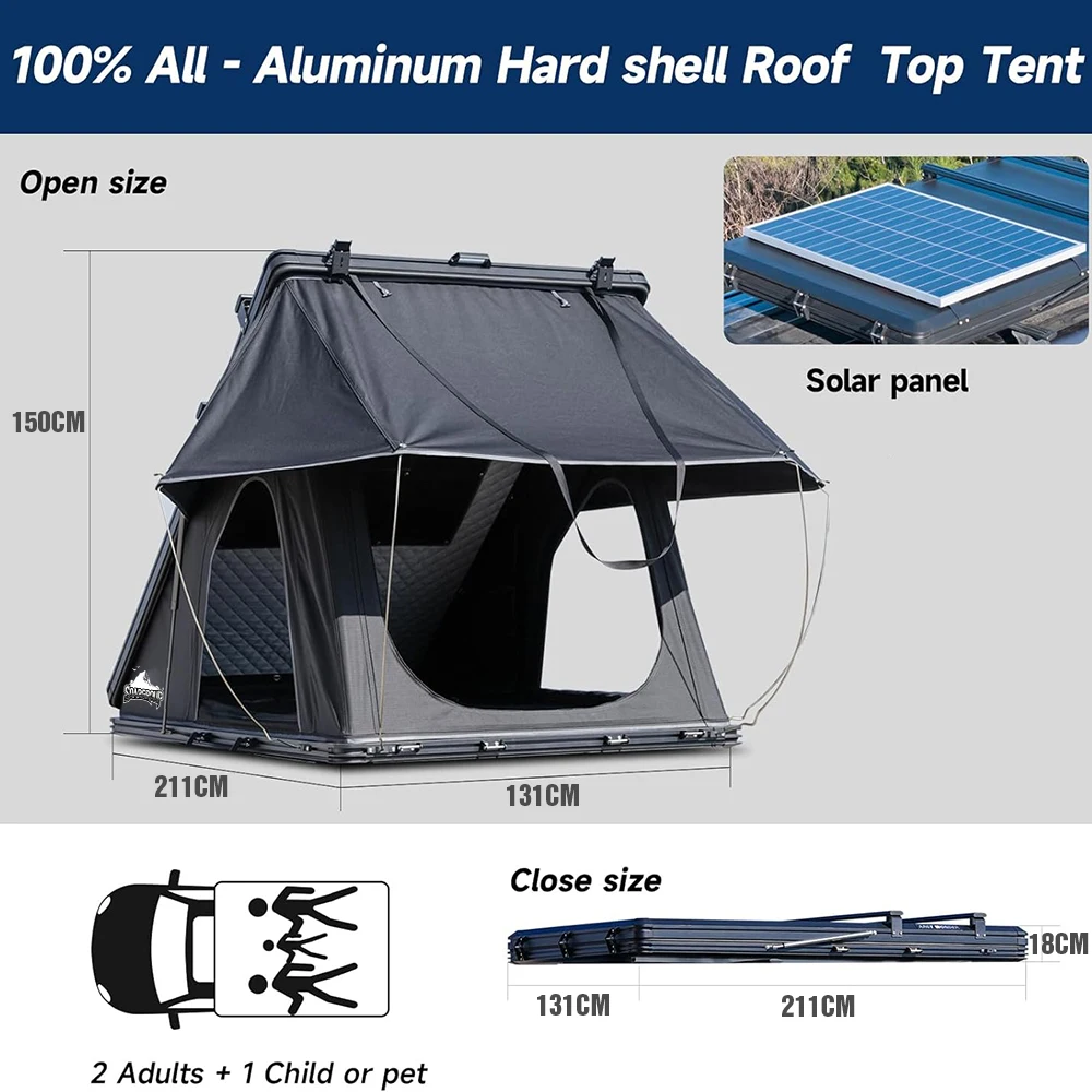 Ultra-Thin Light Weight Rooftop Tent Aluminum Camping Car Roof Tent Hard Shell Roof Top Tent for Car