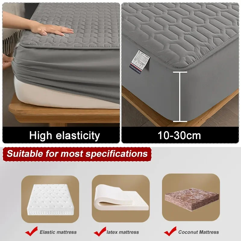 Waterproof Thicken Mattress Pad Protector Adjustable Fitted Sheets Bed Covers Anti-bacterial Pad for Bed 150x200 160x200 200x200