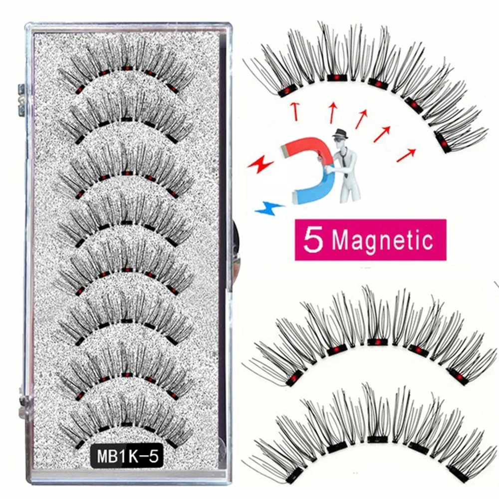 8pcs/box Magnetic Eyelashes Kit Reusable Magnetic False Eyelashes 3D Handmade Lashes With 5 Magnets Daily Makeup Supplies