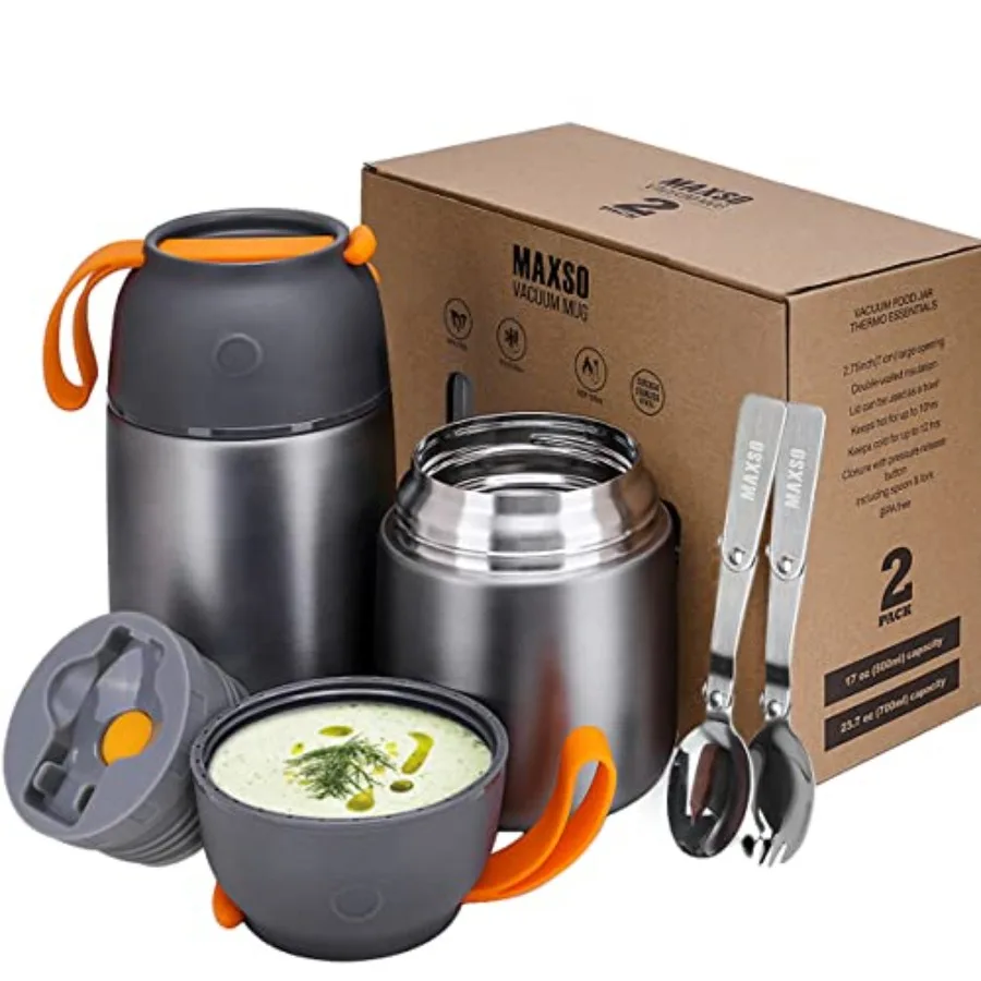 

Набор из 2 термосов для супа (горячих и холодных блюд) для взрослых, вакуумные термоконтейнеры для еды, дорожные термосы для обедов с крышкой