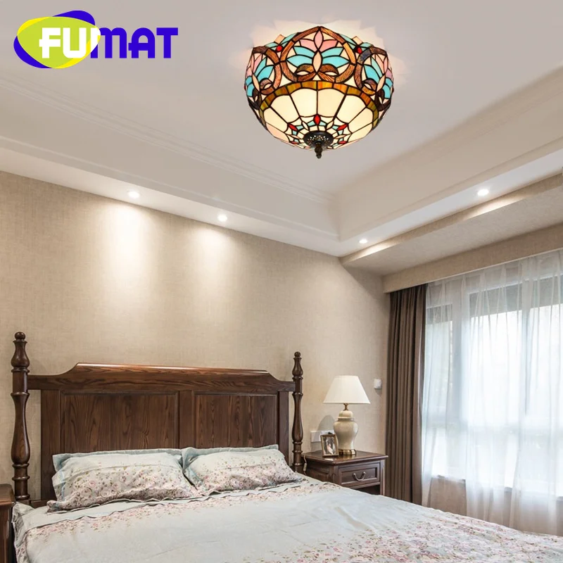 FUMAT Tiffany Love Retro style stained glass 12inch overhead light deco the dining room bedroom hallway ceiling light