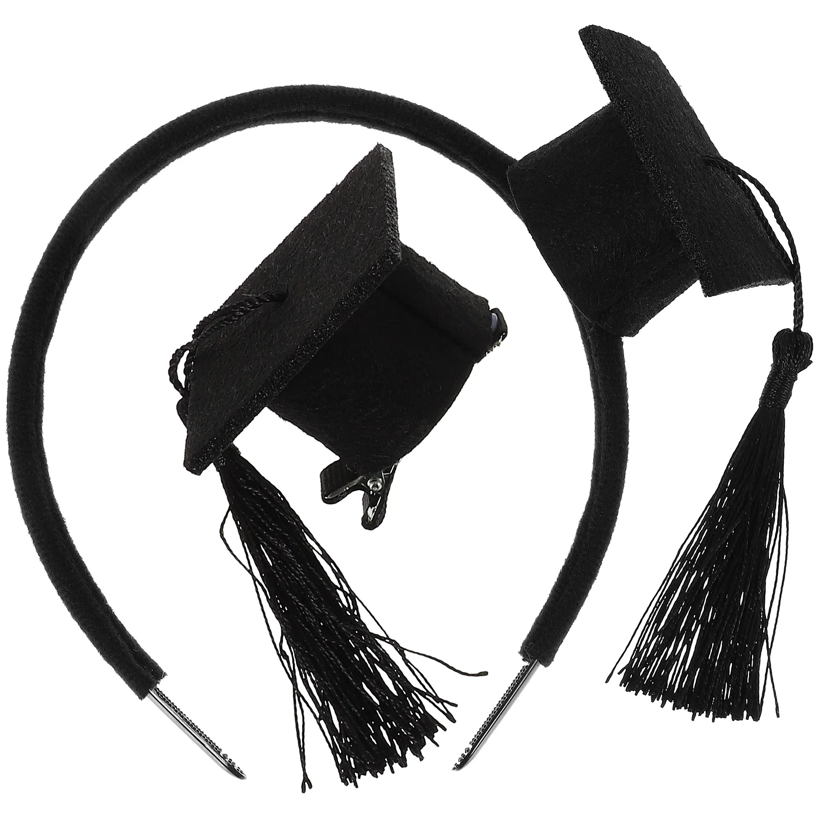 

2 Pcs Hair Accessories for Girls Doctor Hat Headband Mini Head-wears Hairpin Interesting Photo Props Black Unique Clip Miss