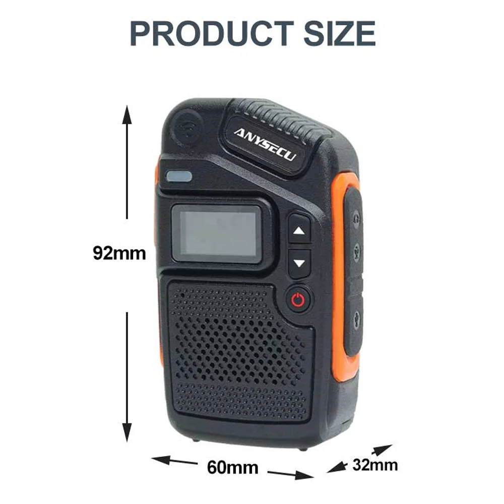 Anysecu C200 4G เครือข่ายวิทยุ Real-ptt Long Talk ระยะทาง RTOS ระบบ Type-C ชาร์จ GPS Mini POC Walkie Talkie