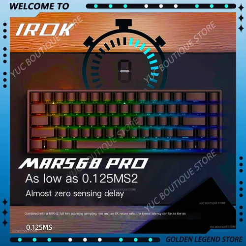 IROK Mars68 PRO 마그네틱 스위치 게임 E 스포츠 무선 기계식 키보드, RGB 긴 배터리, 커스텀 핫 스왑 게임 액세서리 