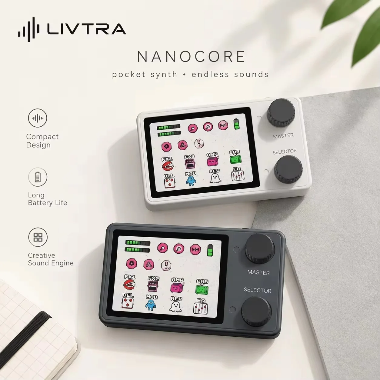 Livtra Nanocore Mini Guitar Multi Effects Processor, Pocket Size Audio Interface, For Electric Guitar Recording & Live Performan