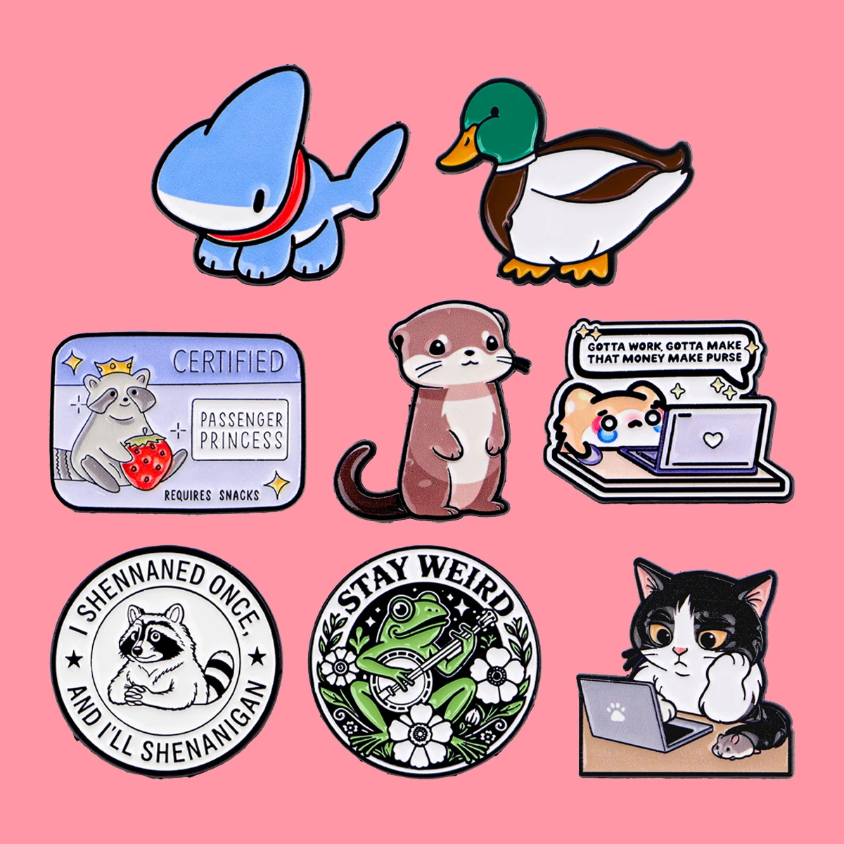 Niedliche Meerotter-Ente, Hai, Emaille-Anstecknadel, Tierzitate, Brosche, Anstecknadel, Abzeichen auf Rucksack, Kleidung, Accessoires, Modeschmuck, Geschenke