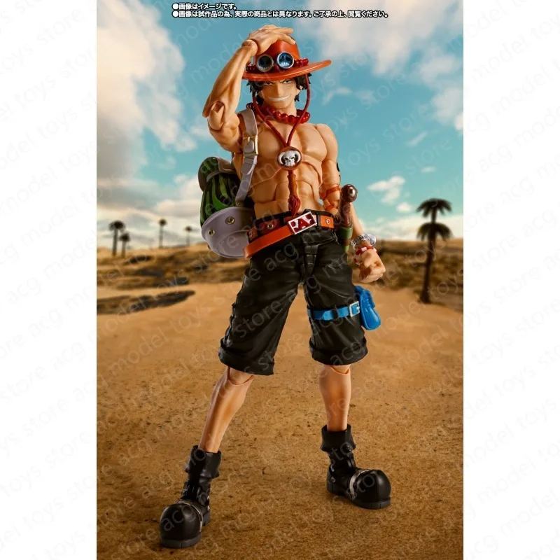 Original Bandai SHF One Piece Series Portcas·D·Ace-Fire Fist-Action Figure Model Doll Gift Collection