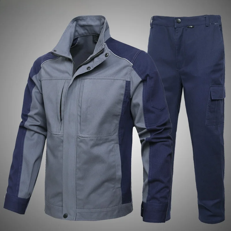 Conjunto de Ropa de Trabajo de Algodón Puro para Hombre, Resistente al Desgaste, para Soldadura, Reparación de Automóviles y Obras de Construcción