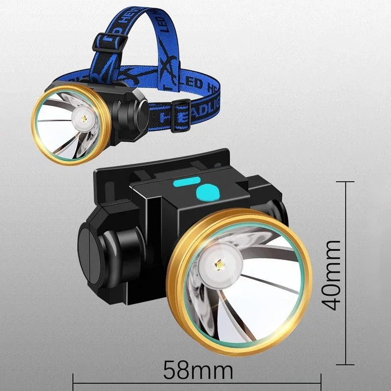 Linterna frontal LED de alta potencia, linterna superbrillante recargable, portátil, para acampar, lámpara de minería al aire libre, linterna