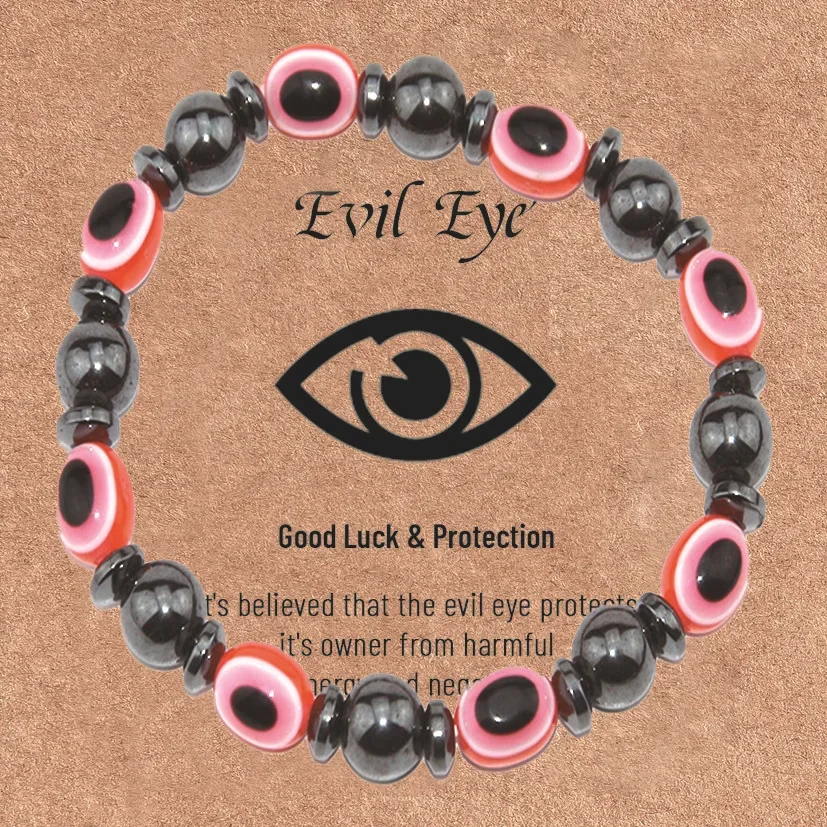 Evil Eye Bracelet For Men And Women Magnet Coloured Flat Beads Bracelet Hematite Jewelry Accessories