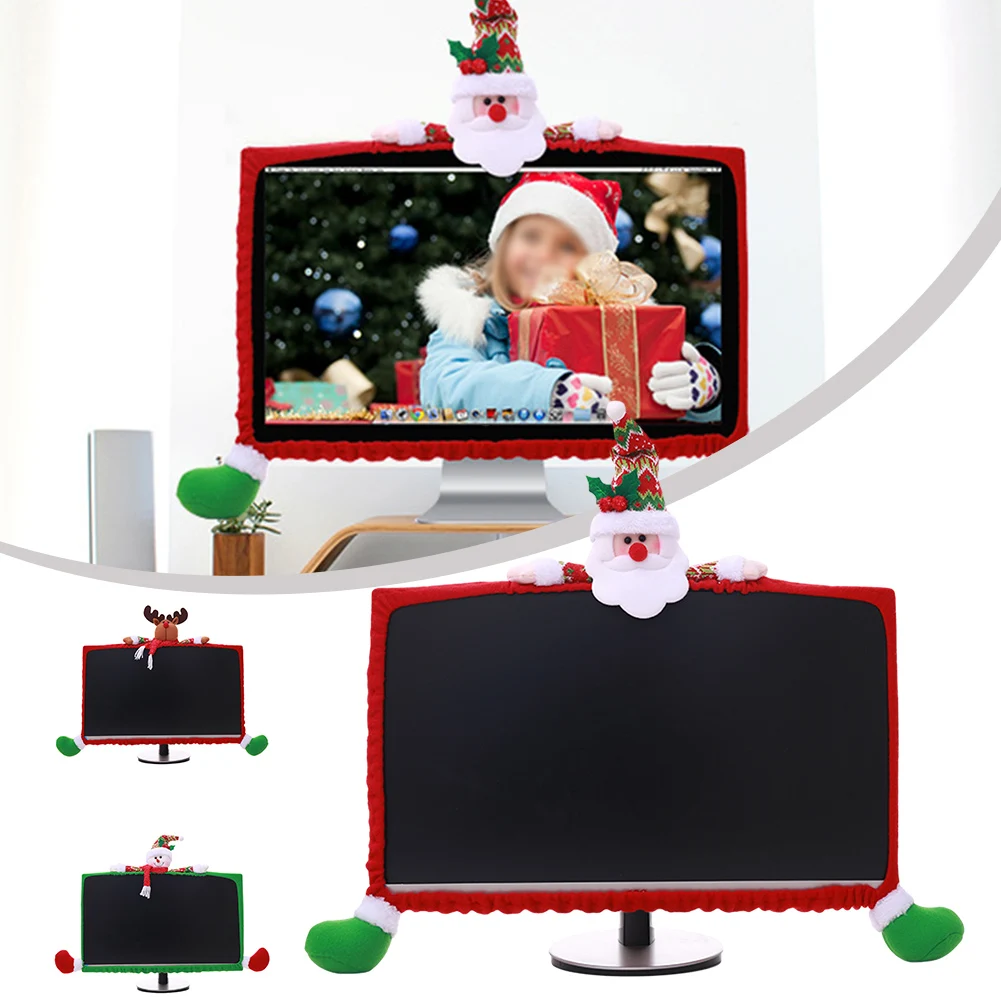 Office Cover Monitor Decorating Christmas Motifs Soft Non-woven TV Monitor Decor Warmth And Comfort Case Cover