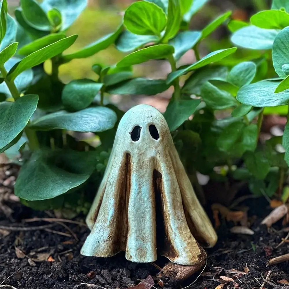 Halloween Garden Ghost Statue Ghost Doll Miniature Ornament Desktop Ornament Ghost Garden Adornments Flower Pot Partner