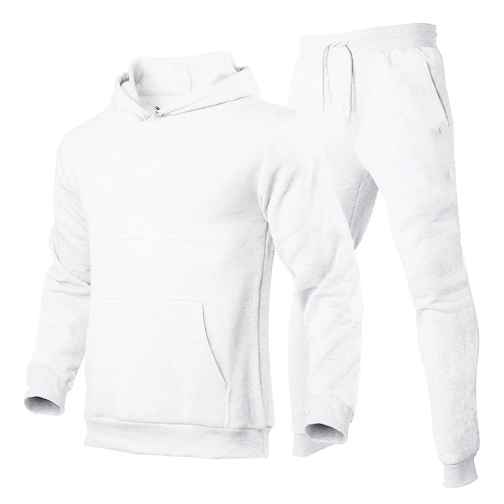 2024 New Men\'s Tracksuit Hooded Pullover + Sweatpants Sports Suit Casual Jogger Sportswear 2 Piece Male Fleece Streetwear Sets