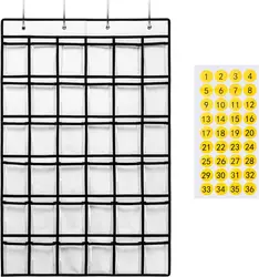 36 Clear Pockets Classroom Pocket Chart for Cell Phones Hanging Organizer for Calculator Holder