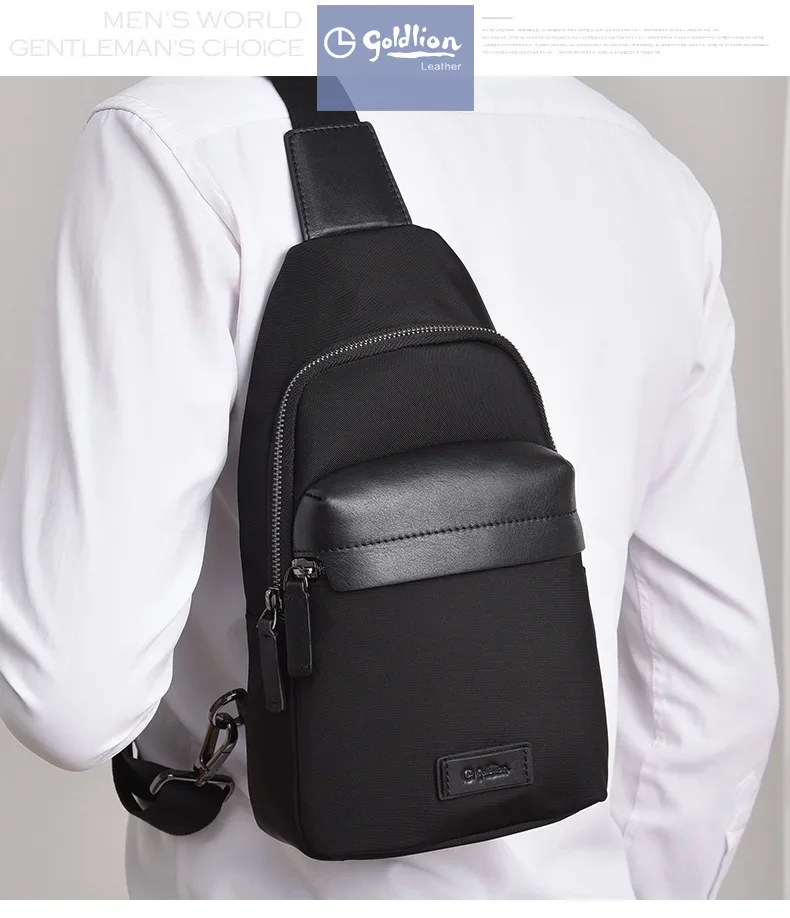 Оригинальная роскошная дизайнерская нагрудная сумка Goldlion 2023, новая модная нишевая мужская сумка для отдыха, холщовая студенческая уличная сумка через плечо