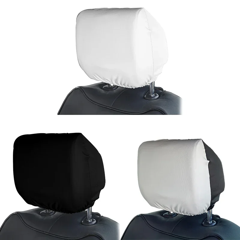 2Pcs Universal Car Seat Headrest Cover Anti Dirty Elastic Protective Pillowcase for Car Taxi Truck Suv Black White
