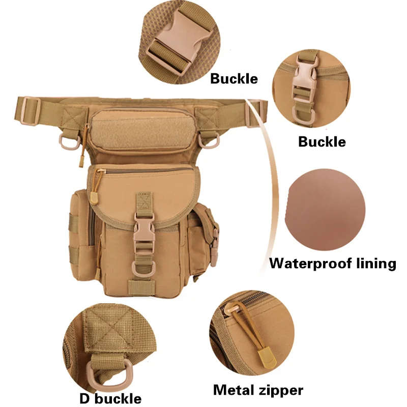 Outdoor Leg Bag Waterproof Mountaineering Portable High Strength Durable Nylon EDC Tactical Military Leg Bag Waist Fanny Pack