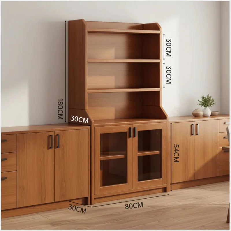 custom.Solid Wood Cabinet with Medieval Style Multi-Layer Storage Floor-Standing Display Cabinet Kitchen Made China