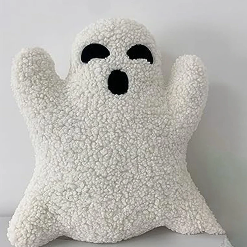 1 Piece Halloween Decor Ghost Pillow Cute Ghost Plush Ghost Shaped Pillow White & Black 16 In Ghost Stuffed Animal