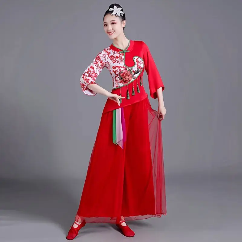 新しいダンス衣装スクエアダンスセット女性の中年および高齢者のダンス服ヤンゲアッパーアパレルエスニックパフォーマンス服