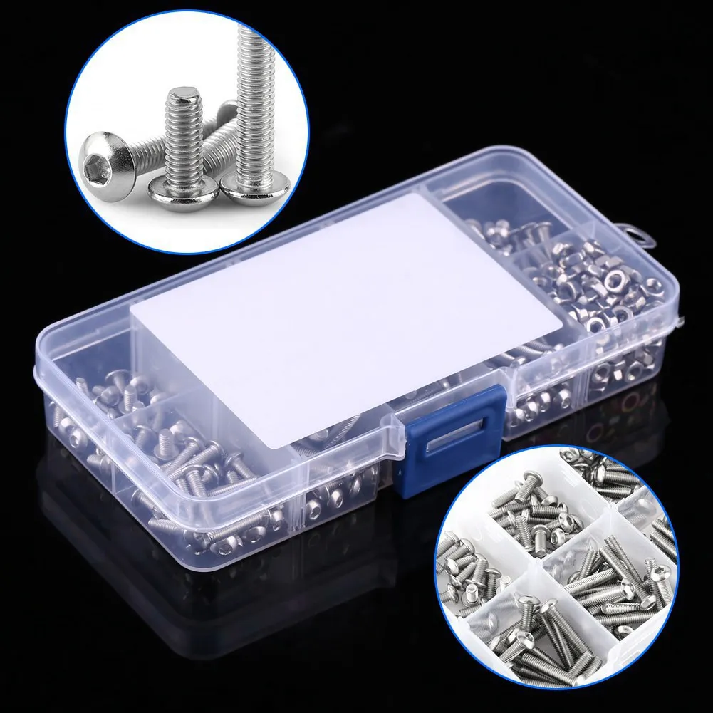

340Pcs M3 screw set Stainless Steel Hex pan Head Screws Bolt Nut Assortment Kit,hexagon button head screw M3x5/6/8/10/12/14/16mm