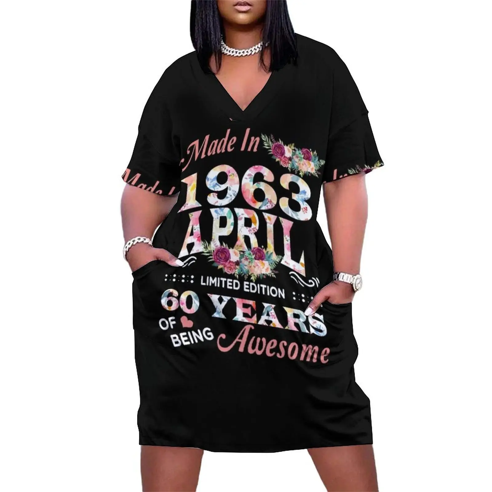 

April Flower Made In 1963 60 Years Of Being Awesome Loose Pocket Dress dress for woman summer women's suit Women's skirt