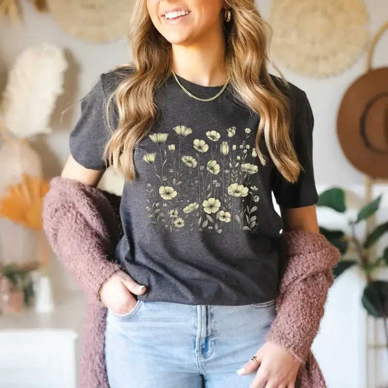 Floral T Shirt Botanical Flower AI Lover Wildflower