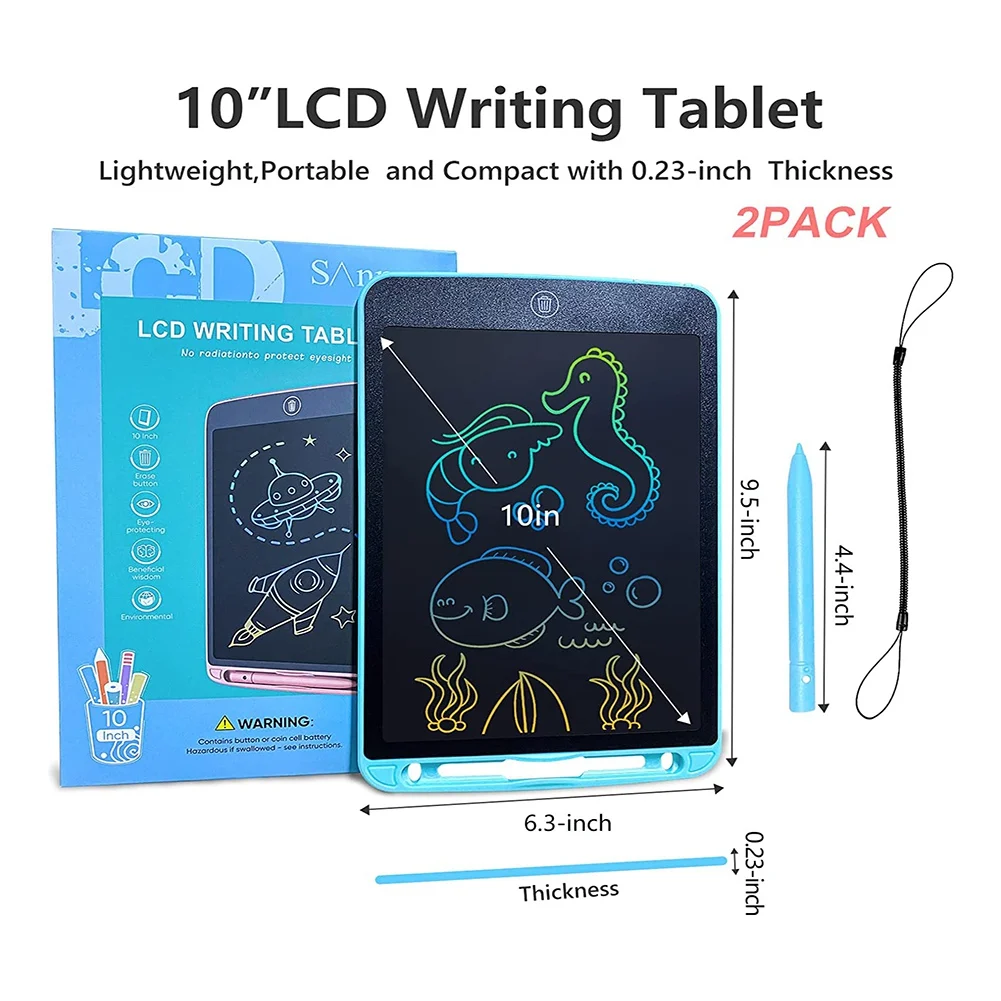 Tablet de escrita LCD para crianças, 10 "Tablet de desenho para crianças, Doodle colorido, Educational Learning Toys Gift