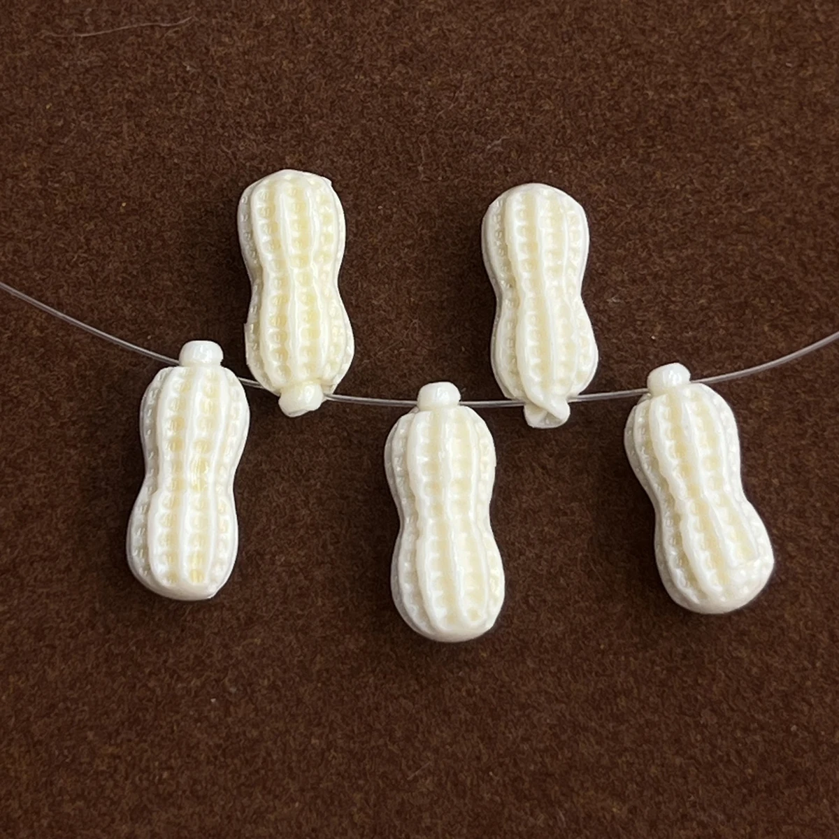 10 Uds. De cuentas con agujero pasante en forma de maní, cuentas sueltas de Coral de imitación para fabricación de joyería, accesorios para collar y pendientes DIY