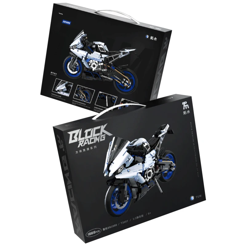 IN STOCK T3007 1988pcs 1:5 MOC Technical Motorcycle Building Blocks Bricks Model Assembling Children's Toys Gift Set