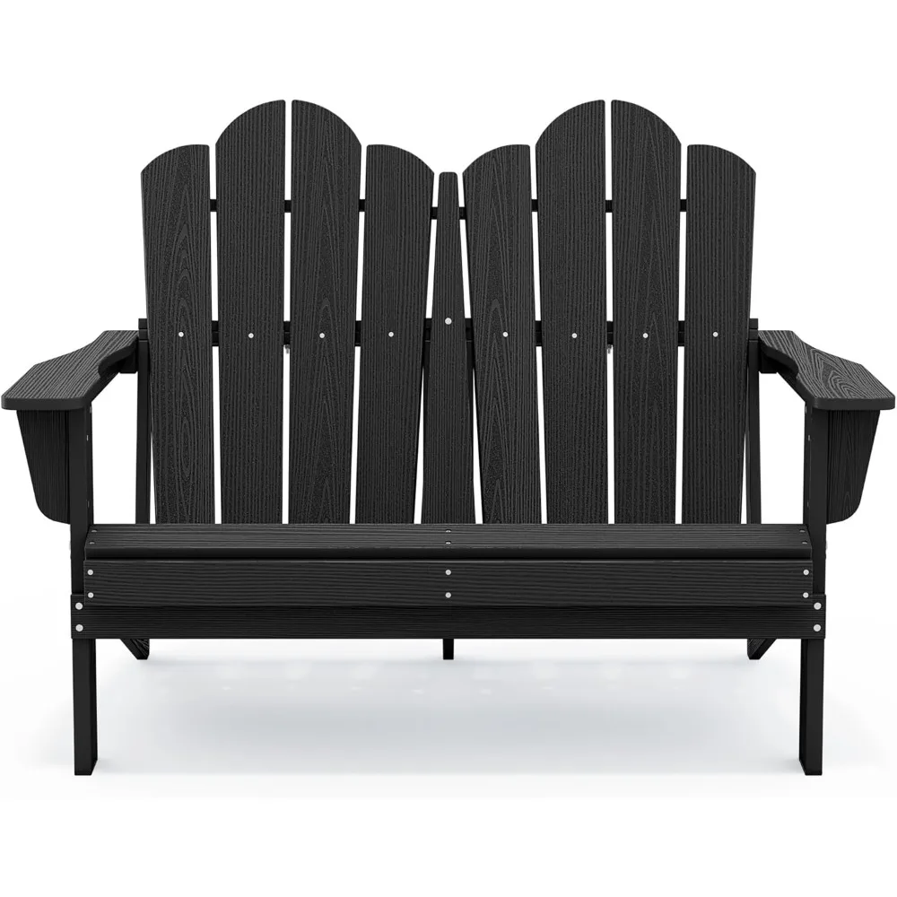 

All-Weather Adirondack Loveseat, 660 lbs Capacity, Foldable Outdoor Patio Bench for Deck, Lawn,