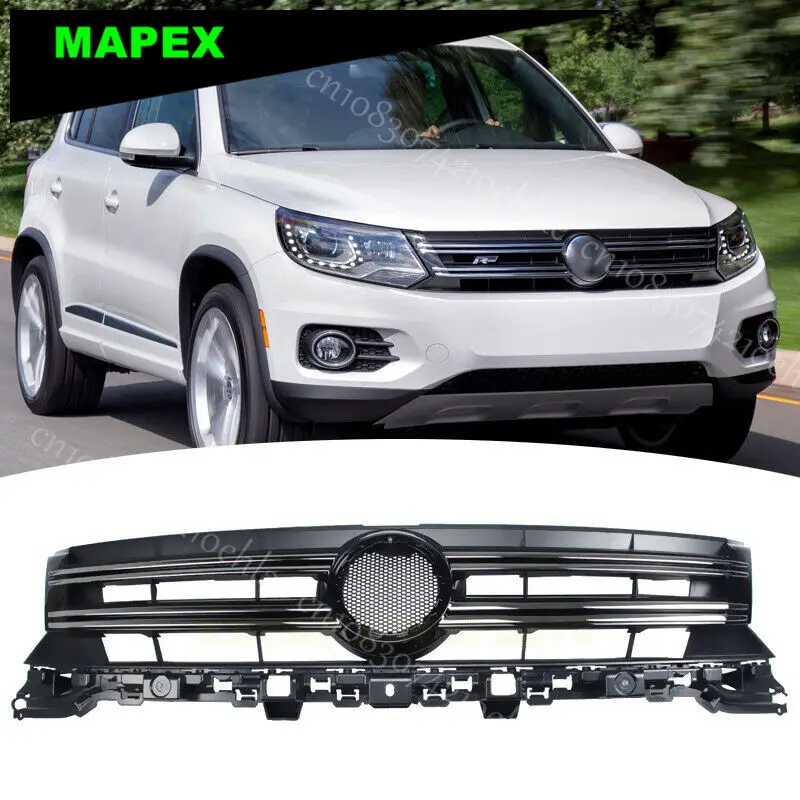 

Fit 2012-2017 Volkswagen VW Tiguan Front Bumper Upper Grille Grill Chrome Trim
