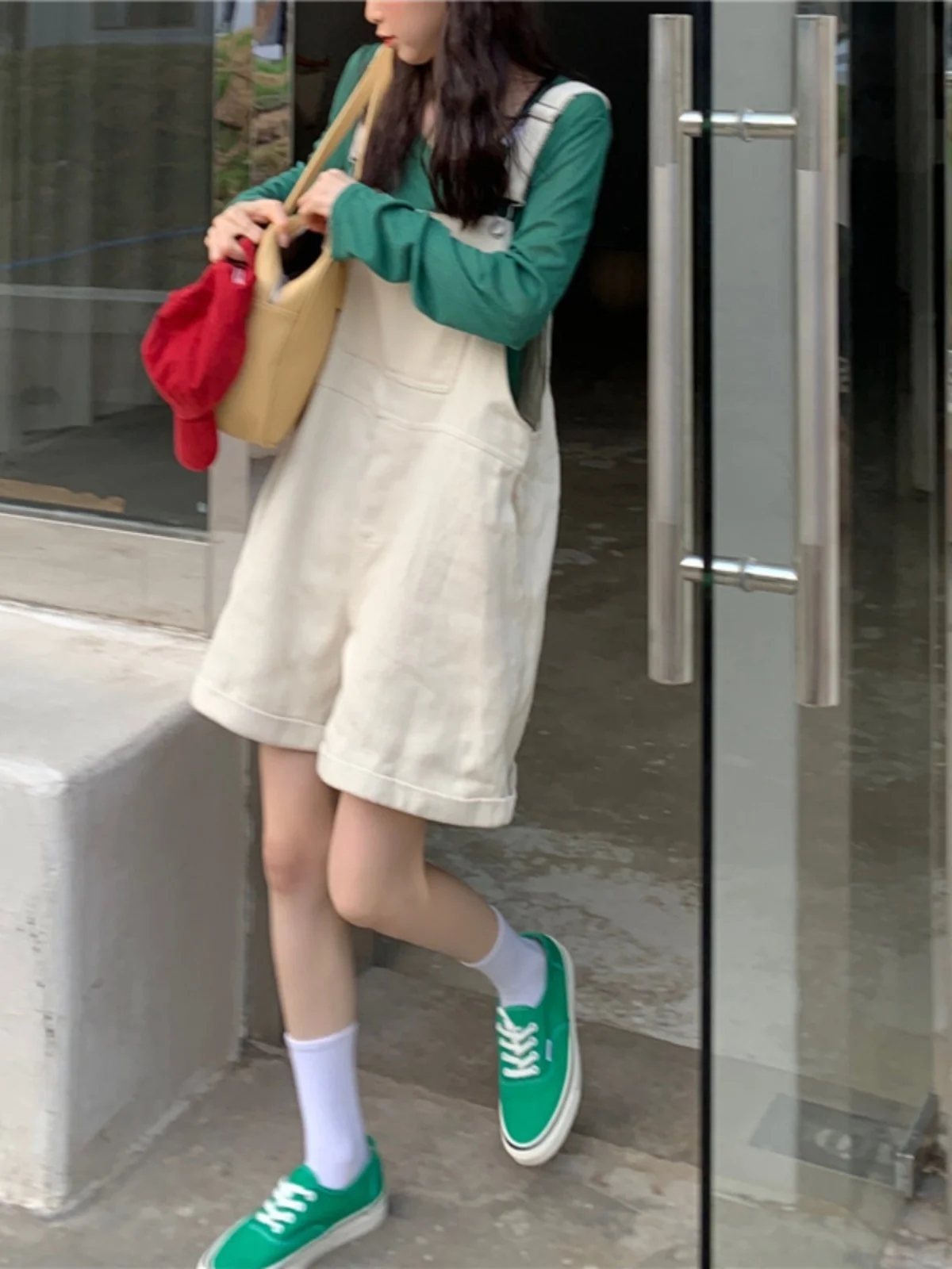 

Retro Denim Overalls Women's Summer Thin Small Size Large plus Size Slimming Loose One-Piece Five-Point orts High Waist