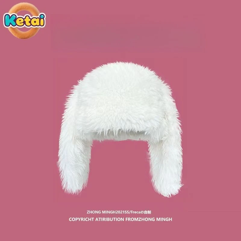 Женская плюшевая теплая и морозостойкая плюшевая шапка с защитой ушей, милый и универсальный кролик, милый осенне-зимний плоский верх