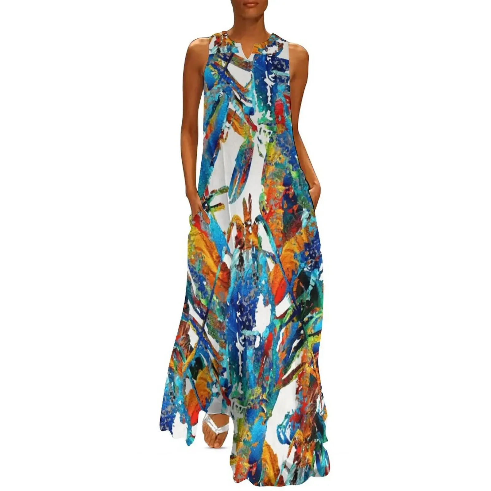 

Colorful Lobster Collage Art - Sharon Cummings Long Dress evening dresses ladies women formal occasion dresses Dress