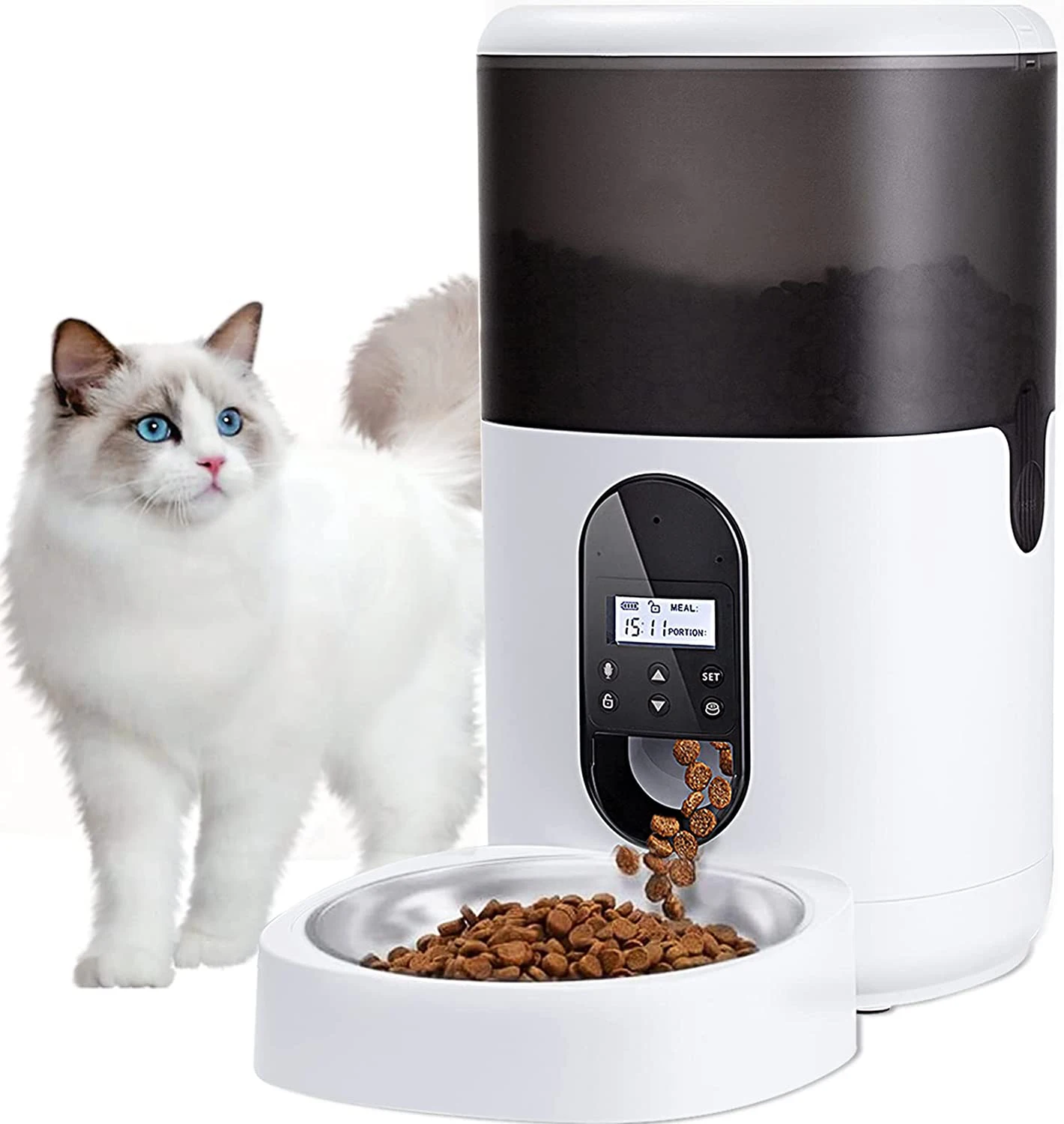 

Auto Cat Pet Dog Feeder With Camera 1080P Hd Video Night Vision Wifi 2-Way Audio Feeding Food Smart Feeder