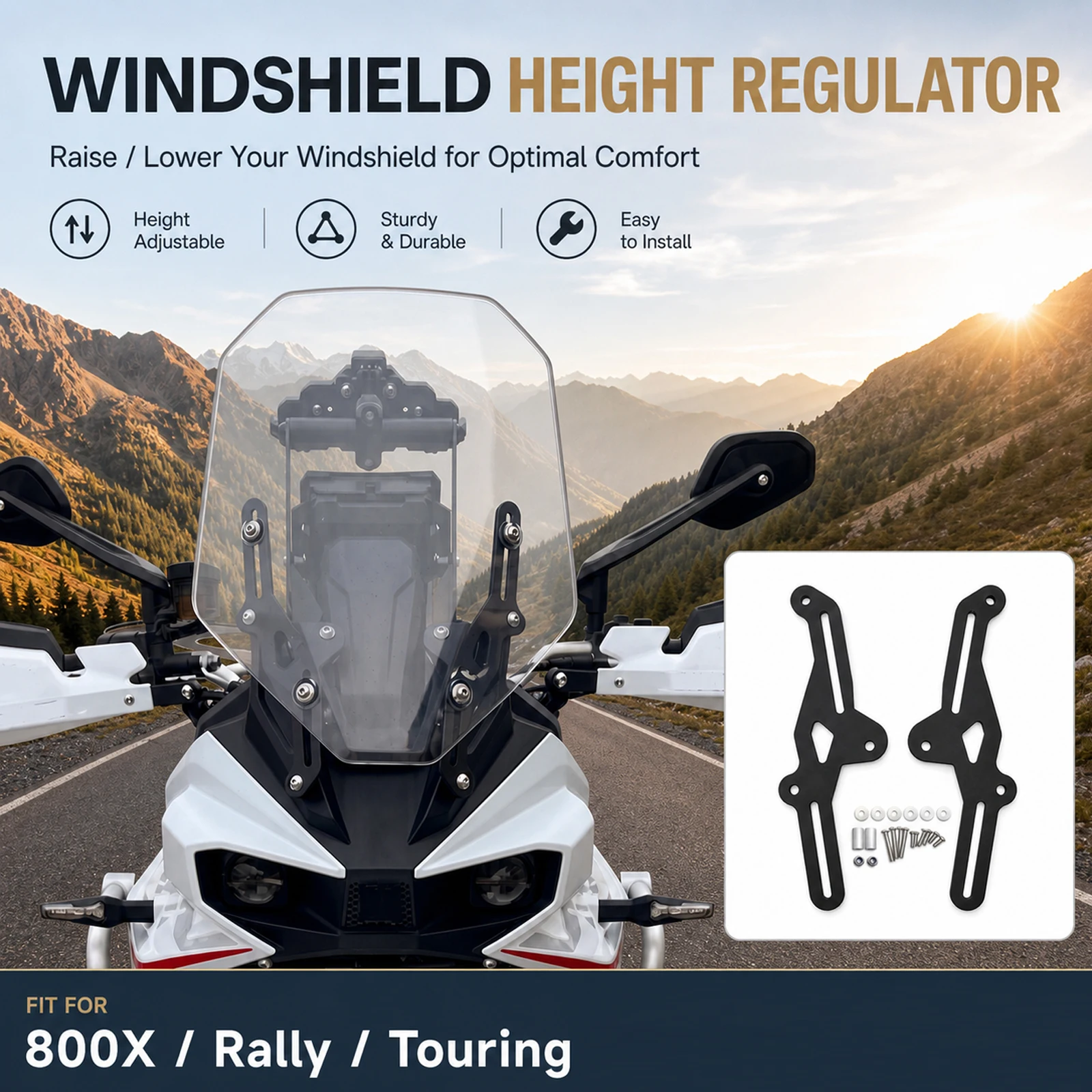 Windshield Screen Adjuster Motorcycle Height Regulator Bracket Enhanced Riding Experience For KOVE 800X Rally Touring 2023-2025